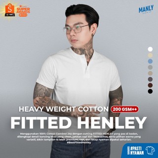 Classic Henley Fitted T-Shirt Heavyweight Cotton Combed 200 GSM++