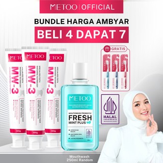 [MURAH BGT!!] METOO MW-3 Advanced Whitening Tooth Paste 100gr*3 + 1pcs Mouthwash 250ml + Tooth Brush*3 - BPOM Gigi Putih / Karang Gigi / Membersihkan Noda Gigi / Gigi Sensitif / Bau Mulut / non-alkohol