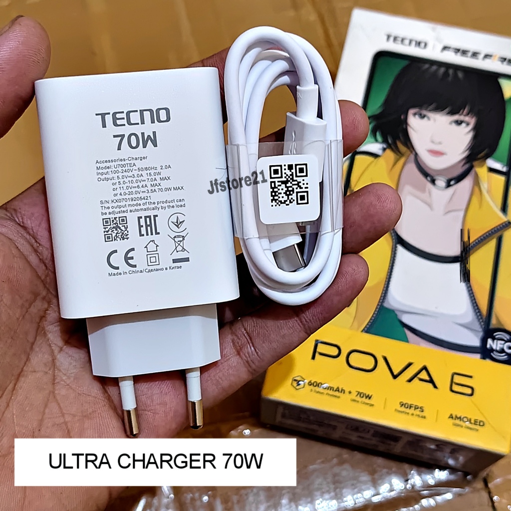 Tecno Fastchargeing 70W POVA 6 - POVA 6 PRO Ultra Charger Mode HYPER Charger