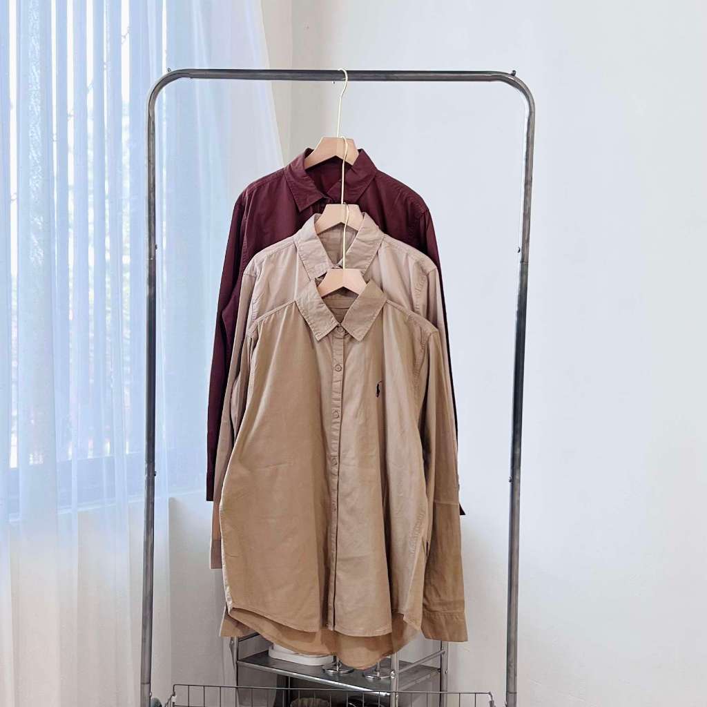 KATUN KAMEJA CHIMARA | 283-404 | เสื้อเชิ้ตผ้าฝ้ายผู้หญิงโอเวอร์ไซส์ Earth Tone ล่าสุด [TOP เท่านั้น
