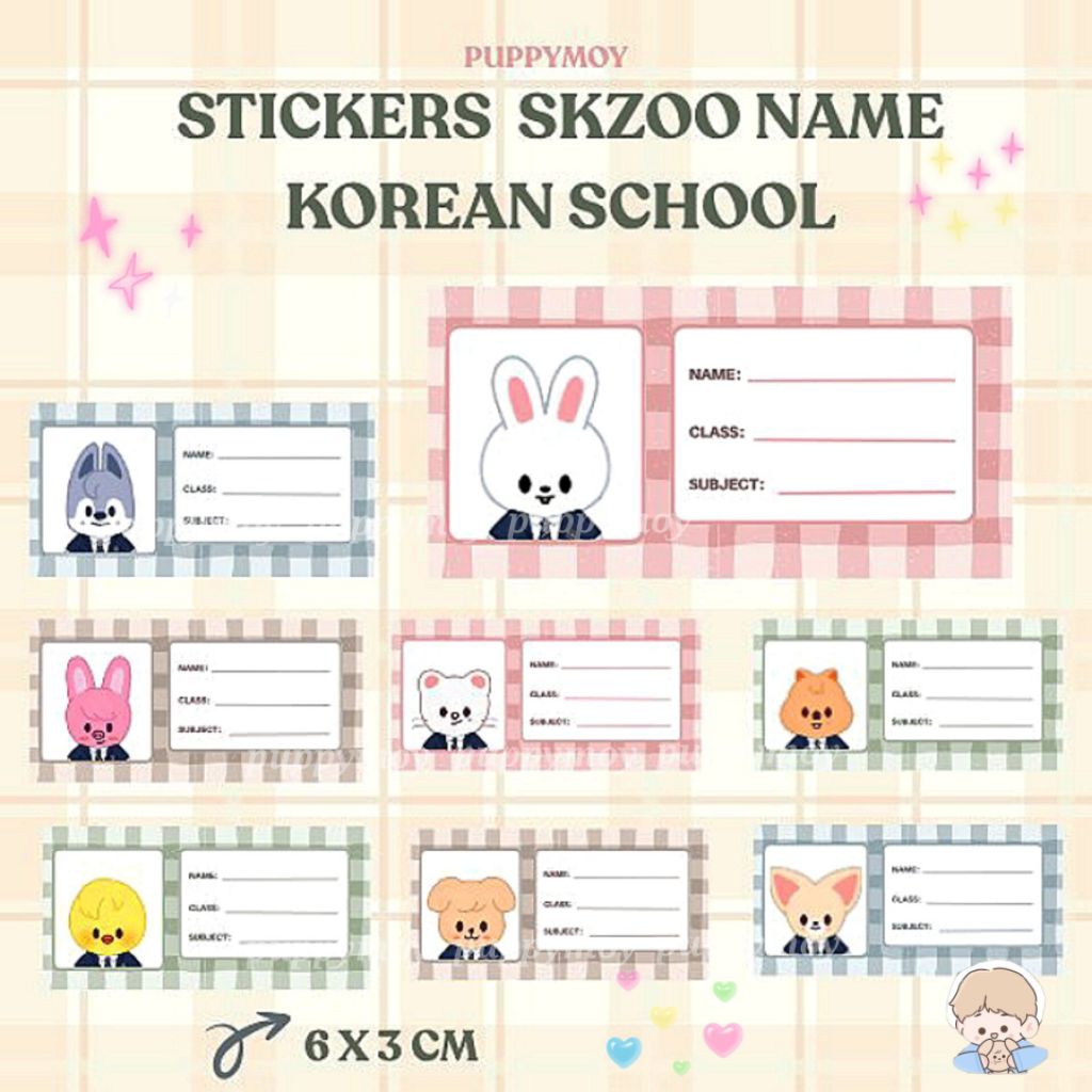 CONTENTTS 32 ชิ้นสติกเกอร์ SKZOO NAME KOREAN SCHOOL ตัด KISSCUT DIETA CHROMO GLOSSY VINLY SKZ KPOP ญ