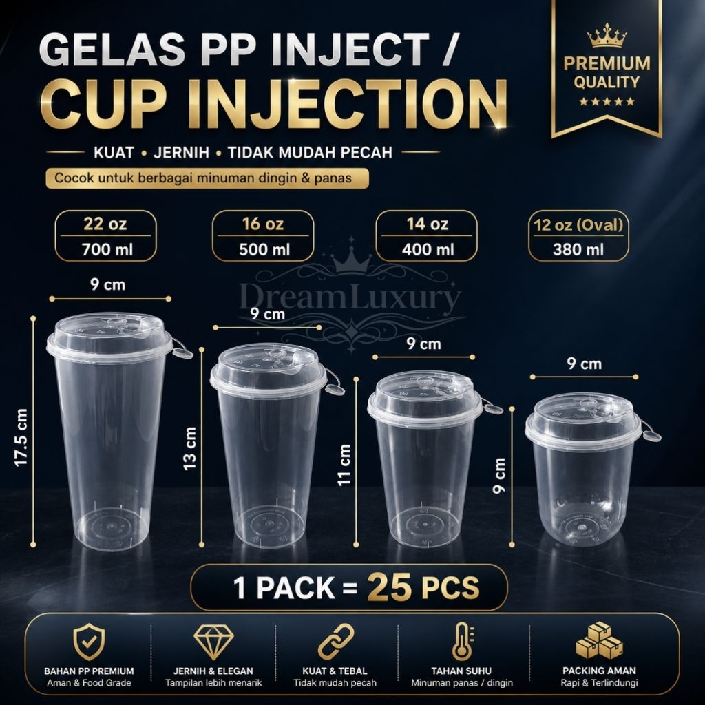 ถ้วยพลาสติกฉีด PP 12oz 14oz 16oz 24oz