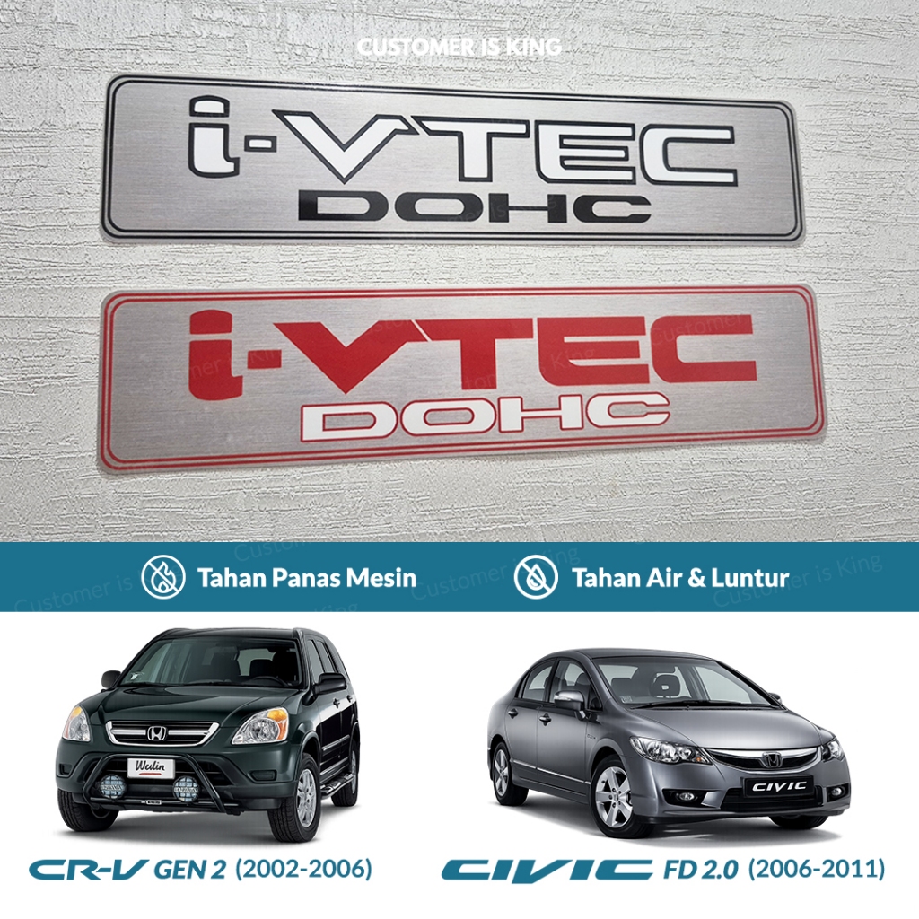 MESIN สติ๊กเกอร์ 2.0 DOHC i-VTEC 2000cc R20 ฝาครอบเครื่องยนต์ Honda CRV Gen 2 อุปกรณ์เสริม | ซีวิค เอฟดี 2.0