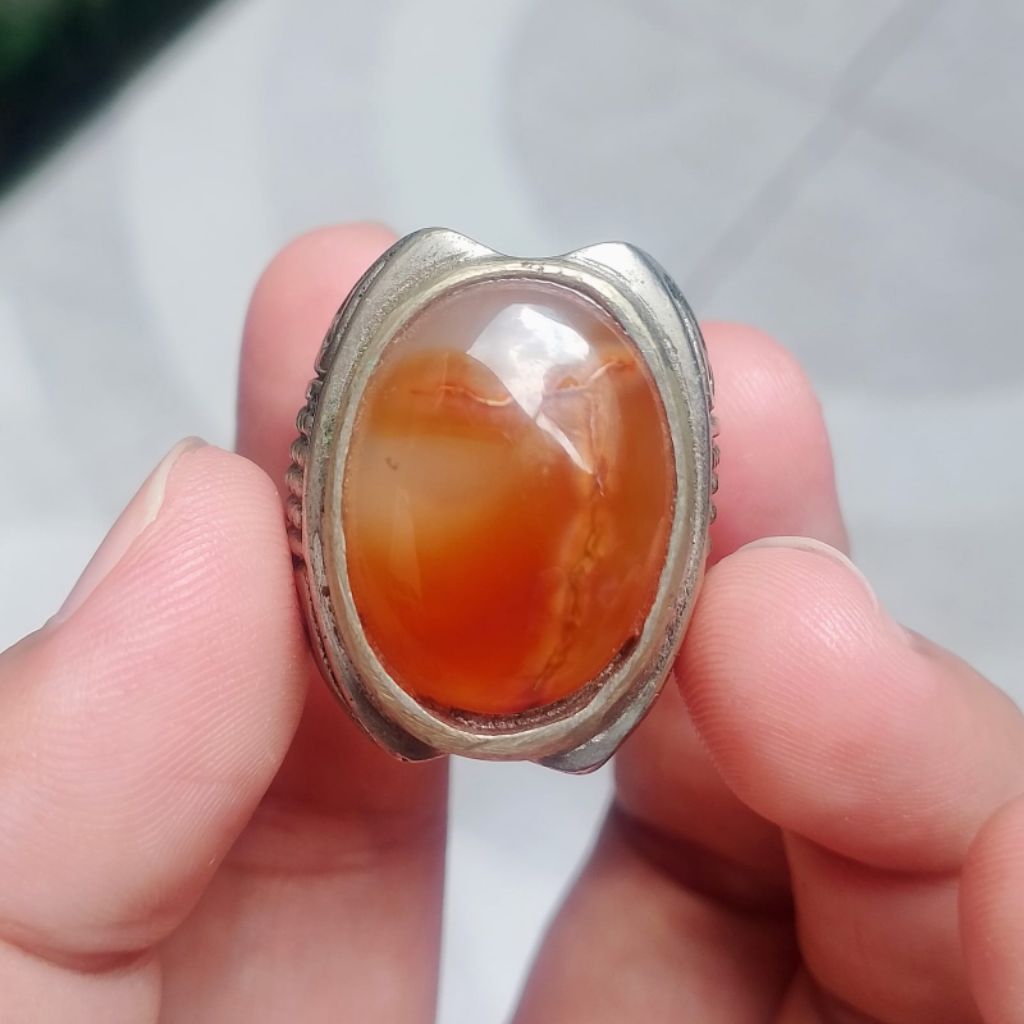 ของแท้ 7 Number Motif Chalcedony Agate Ring
