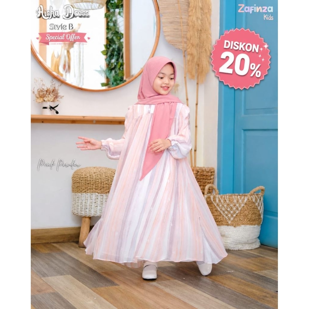 Aisha Dress Kids Set Hijab by Zafinza style B