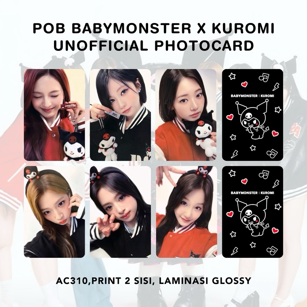 POB BABYMONSTER X KUROMI UNOFFICIAL PHOTOCARD Ahyeon Ruka Asa Chiquita Rora Rami Pharita