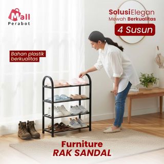 Mall Perabot | Rak Sandal Sepatu 4 Susun Plastik Tebal Berkualitas Solusi Elegan Hemat Ruang