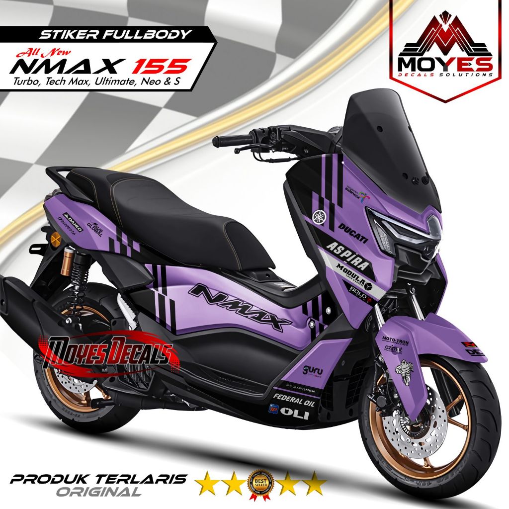 ใหม่ล่าสุด NMAX TURBO สติ๊กเกอร์สติ๊กเกอร์รูปลอก Yamaha Nmax Turbo/Neo New 2024 ล่าสุด Fullbody Grsi