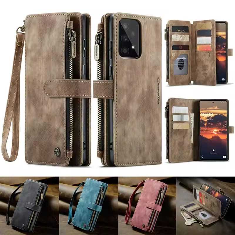 Samsung A52 A52s 5g A50s A50 A51 A31 A30s Premium Flip Cover Zipper Multi Card Slot Leather Casing W