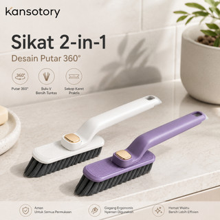 Kansotory - Sikat Pembersih 2in1 Putar 360° | Sikat Celah Lantai Kamar Mandi Dapur + Sekop Karet
