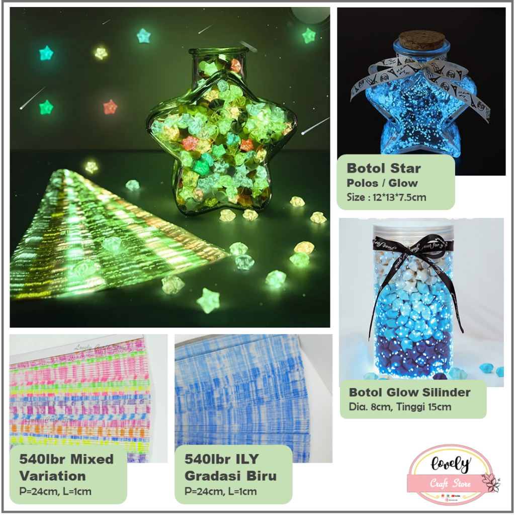 Lovelyร้านค้างานฝีมือ | Wishing Bottle หรือ 540 แผ่น/แพ็ค Origami Paper Star Paper Origami Paper Qui