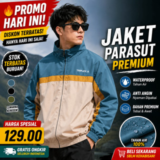 Jaket Varsity Pria Wanita Waterproof Parasut Premium Tebal Anti Angin Hoodie Kekinian Outdoor Traveling