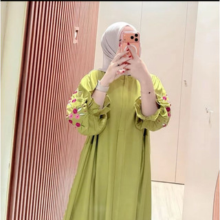 GAMIS VALEN JUMBO BAHAN RAYON TWILL MIX BORDIR LD 110 , 120 , 130