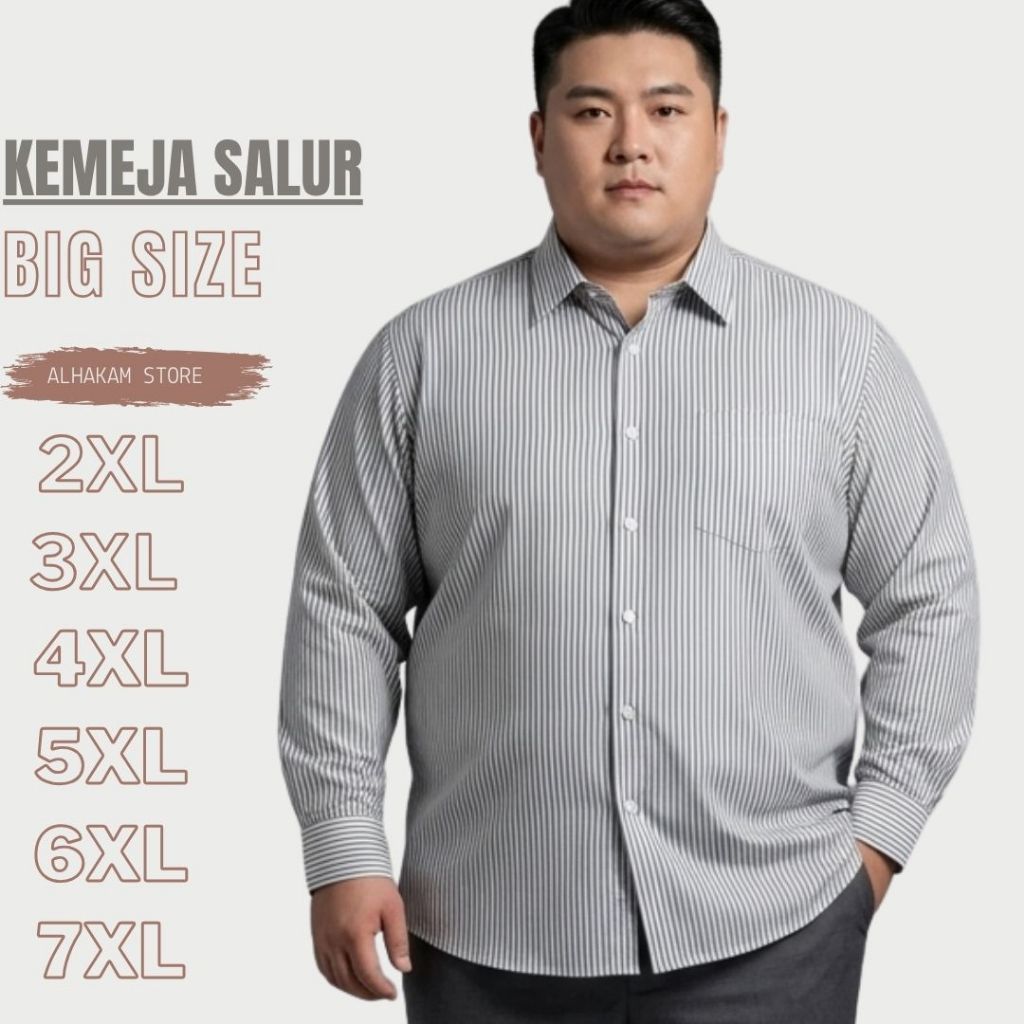 KEMEJA ผู้ชายอย่างเป็นทางการแขนยาวลายสํานักงานเสื้อขนาดใหญ่ 7xl 6xl 5xl Oversize Jumbo 3xl 4xl 5xl