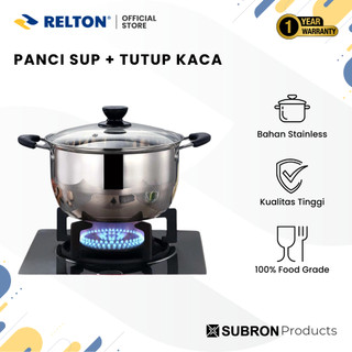 SUBRON Soup Pot 20cm 22cm 24cm 26cm Panci Sup Stainless Steel Tutup Kaca Premium Quality Sauce Anti Karat Serbaguna Kitchenware Kaca Transparan Alas Air Stainless Steel / Panci Sup Stainless Steel Pan