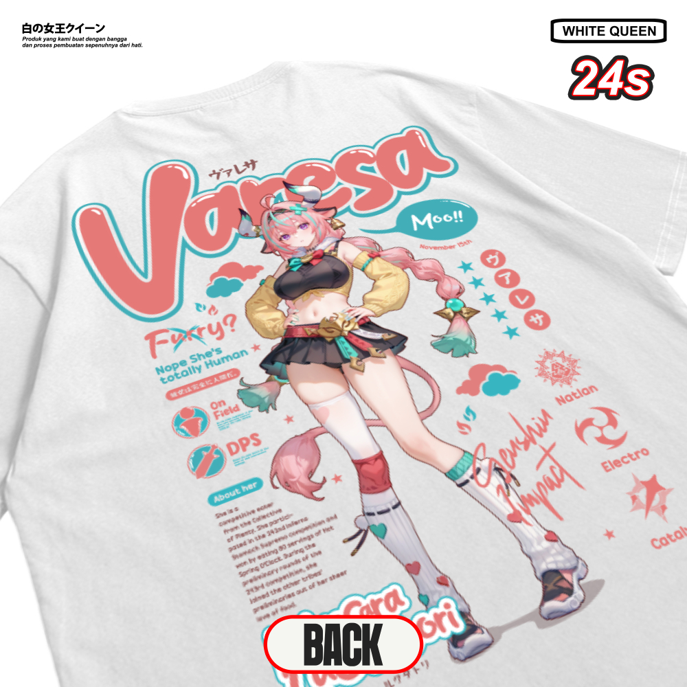 เสื้อยืด White Queen / Varesa Genshin Impact / Cotton 24s