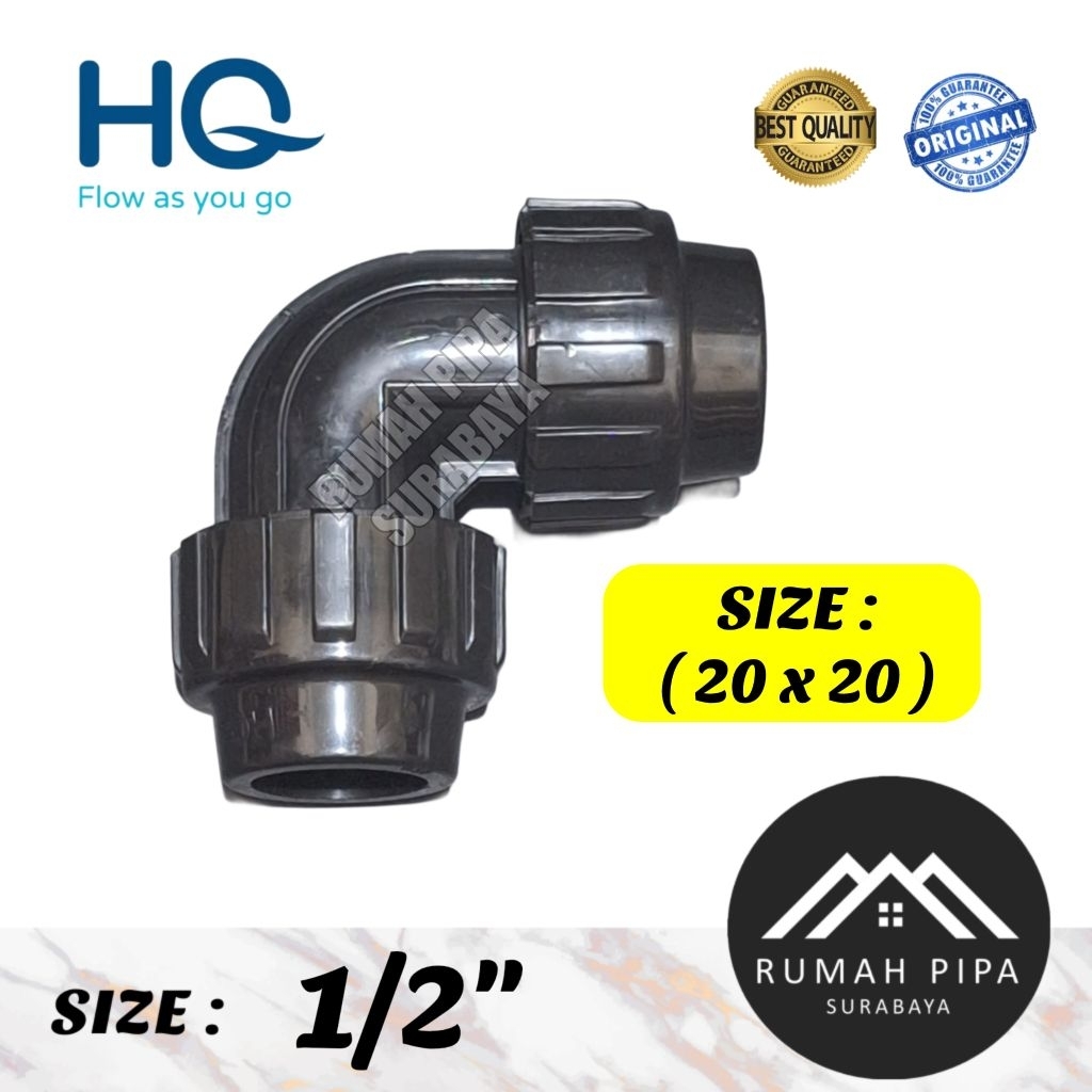 ELBOW HDPE 20 x 20 / KNEE HDPE 1/2" การบีบอัด - HQ