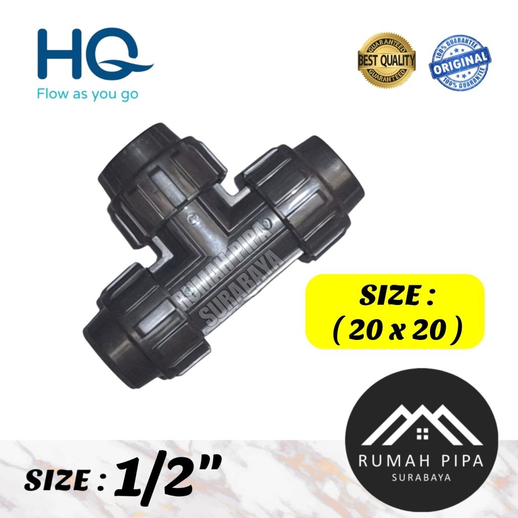 TEE HDPE 20 x 20 / TEE HDPE 1/2" Compression - HQ