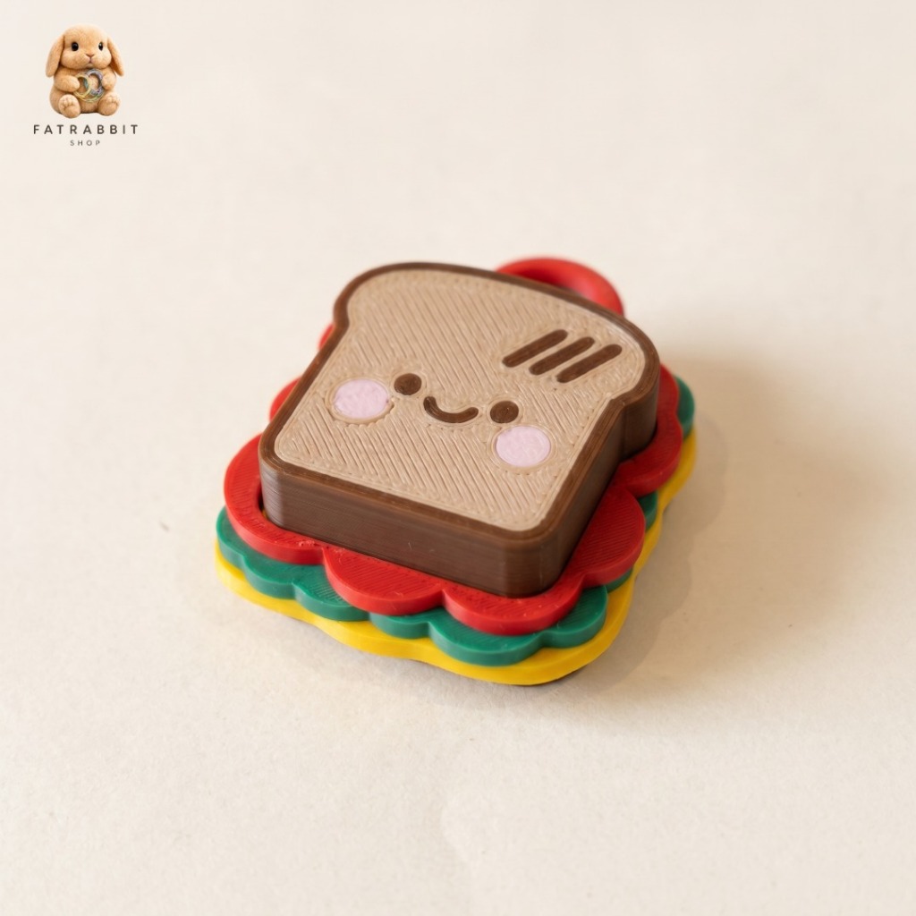 GANTUNGAN Clicker 3D พิมพ์แซนวิชพวงกุญแจความเครียดบรรเทาของเล่นน่ารักที่ไม่ซ้ํากัน