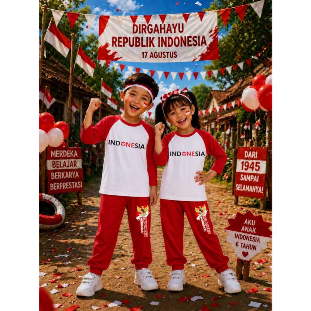 AS_STORE99 - BABY & CHILDRENS SUITS AUGUST 17TH INDONESIAN JOGGER DAY / LONG T-SHIRT AND RAGLAN SET 