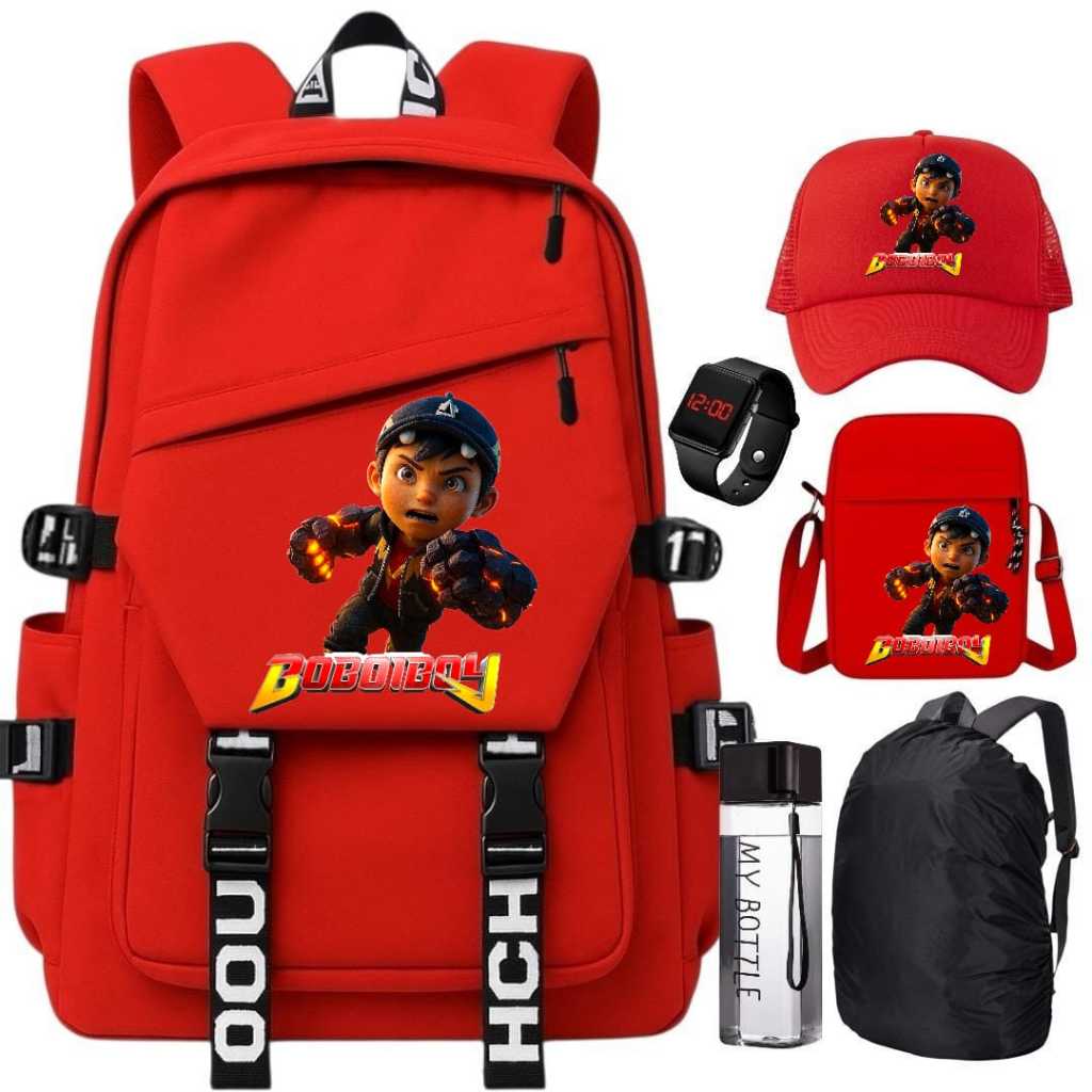 Kraker Bobiboy 0060 Fashion Boys School Backpack Super Complete Package ฟรี 6 in 1