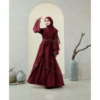 Moana Abaya Gamis Wanita Kondangan Gamis Pesta Import Bahan Ceruty Baby Doll Mix Payet Mutiara