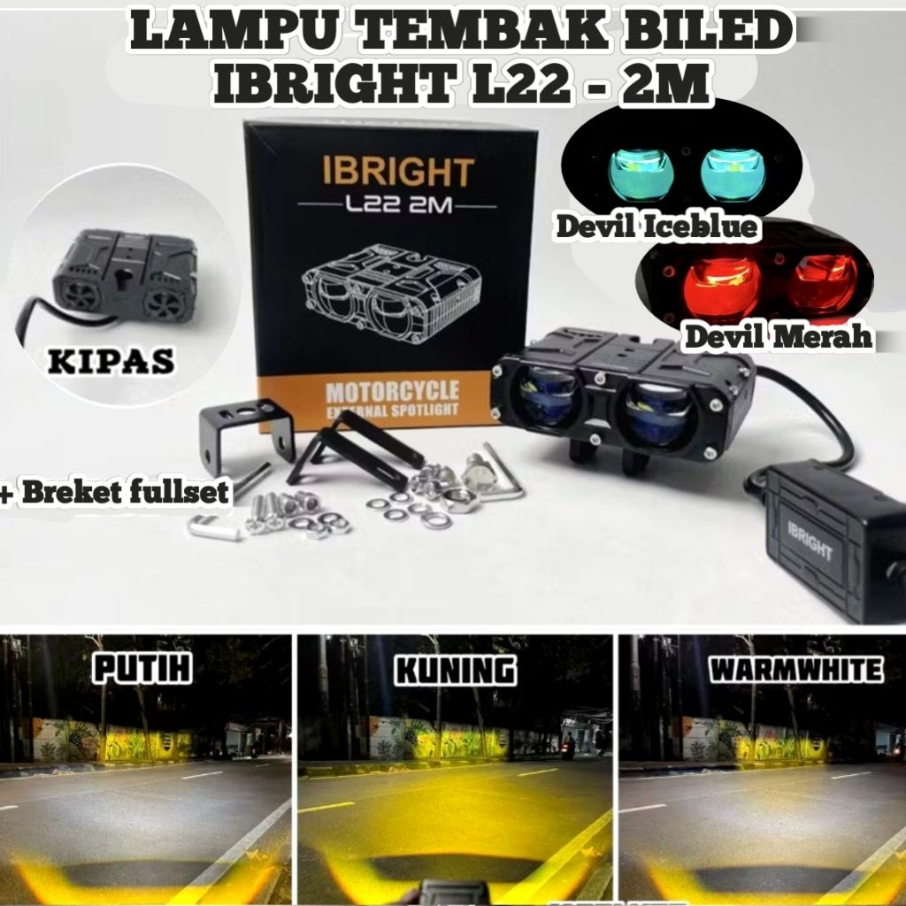 CAHAYA IBRIGHT L22 - L22 2M BILED LIGHT SHOOTER + UNIVERSAL FAN สําหรับรถยนต์และ MOTORBIKES กันน้ํา
