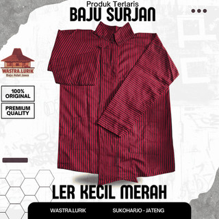 Baju Surjan Anak-Dewasa LER MERAH Bahan Premium Adat Jawa Baju Lurik