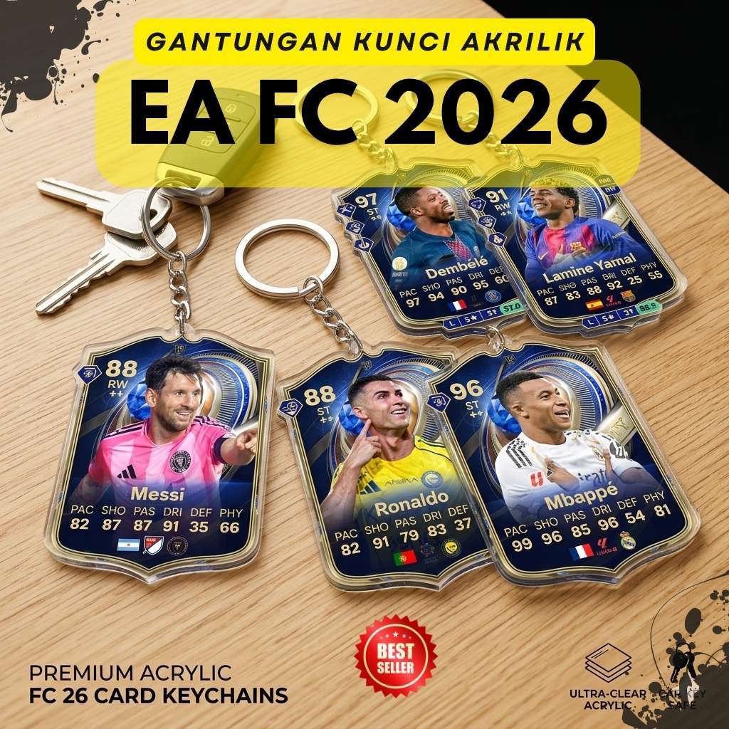 GANTUNGAN FC 26 PREMIUM ACRYLIC KEYCHAIN FOOTBALL PLAYER EA FC26 HD UV PRINT 6 ซม.