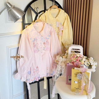 GLINDA BLOUSE COTTON POPLINE RUFFLE MOTIF BORDIR WANITA TERBARU BY DHEVIA ID/ATASAN BLOUSE BORDIR LENGAN PANJANG