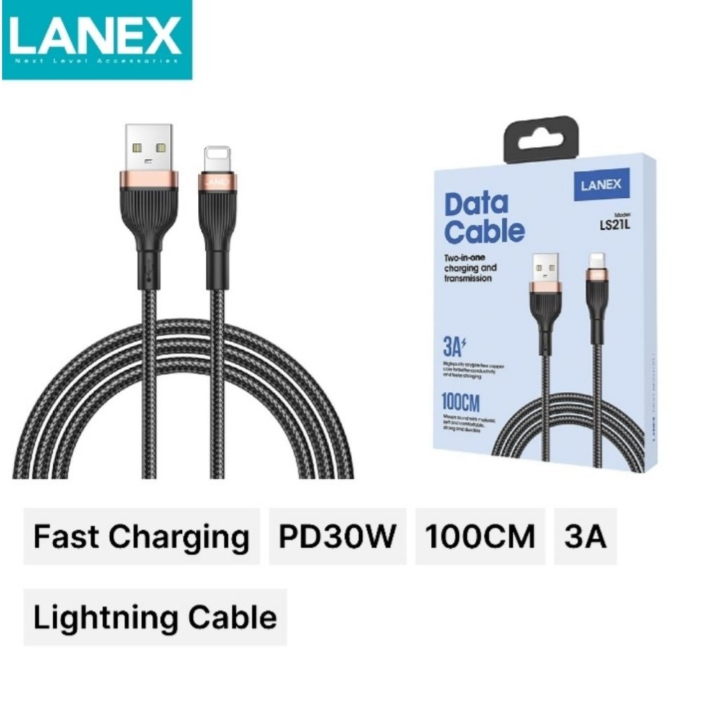 Lanex LS21L 3A 30W PD Lightning Data Cable (รองรับการชาร์จเร็ว)