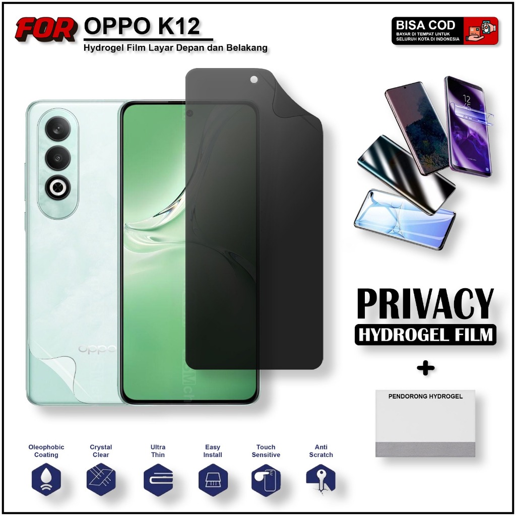 LAYAR Anti-Scratch Hydrogel Screen Anti-Spy Oppo K12 K12 Plus K12x Full Screen