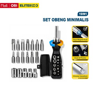Obeng Set Lengkap 19 in1 Plus Minus Multifungsi Peralatan Perkakas Bengkel Motor Mobil - G1H1