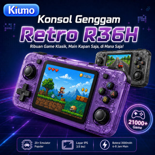 Kiumo Game Bot R36H Retro Game Console 128GB 21000+ Games Gameboy Retro 3.5" IPS Portable Handheld Mainan Jadul Emulator PS1 N64 GBA PSP