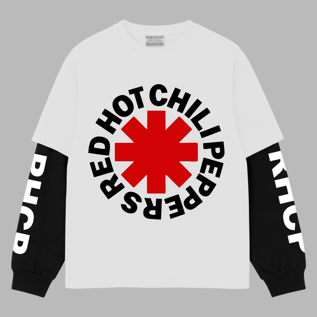 Oneshirt เสื้อยืด Double layer Rib ST Rhcp Logo เสื้อยืดเพลงแขนยาวสําหรับผู้ชายและผู้หญิง unisex