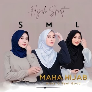 HIJAB/JILBAB/KERUDUNG BERGO SPORT ( OLAH RAGA ) OVAL POLOS UKURAN S / M / L JERSEY PREMIUM