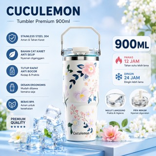 Cuculemon Botol Kopi Vacuum 1L Kapasitas Besar Tumbler Termos Stainless Steel Tahan Panas Dingin