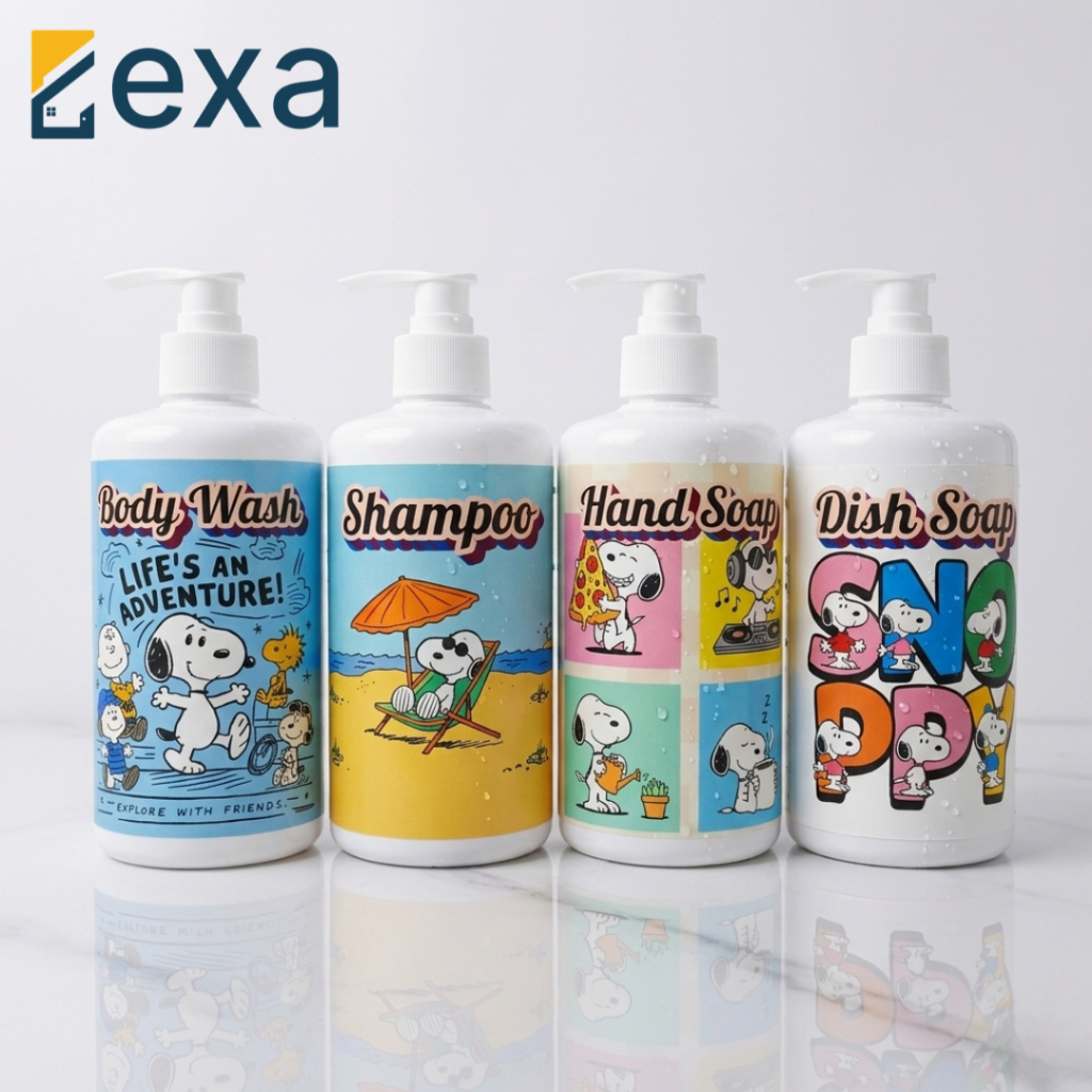 Snoopy Liquid Soap Refill Bottle 500mL Minimalist Aesthetic Snoopy Soap Bottle Refill Pump Lotion