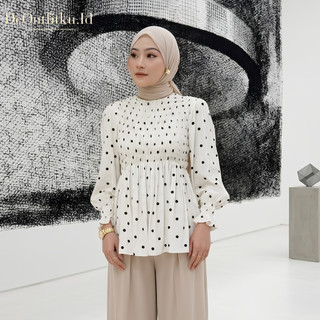 Deoutfitku - Blouse Polkadot Atasan Wanita Korean Stlye | Blouse Atasan Wanita Adem Lembut