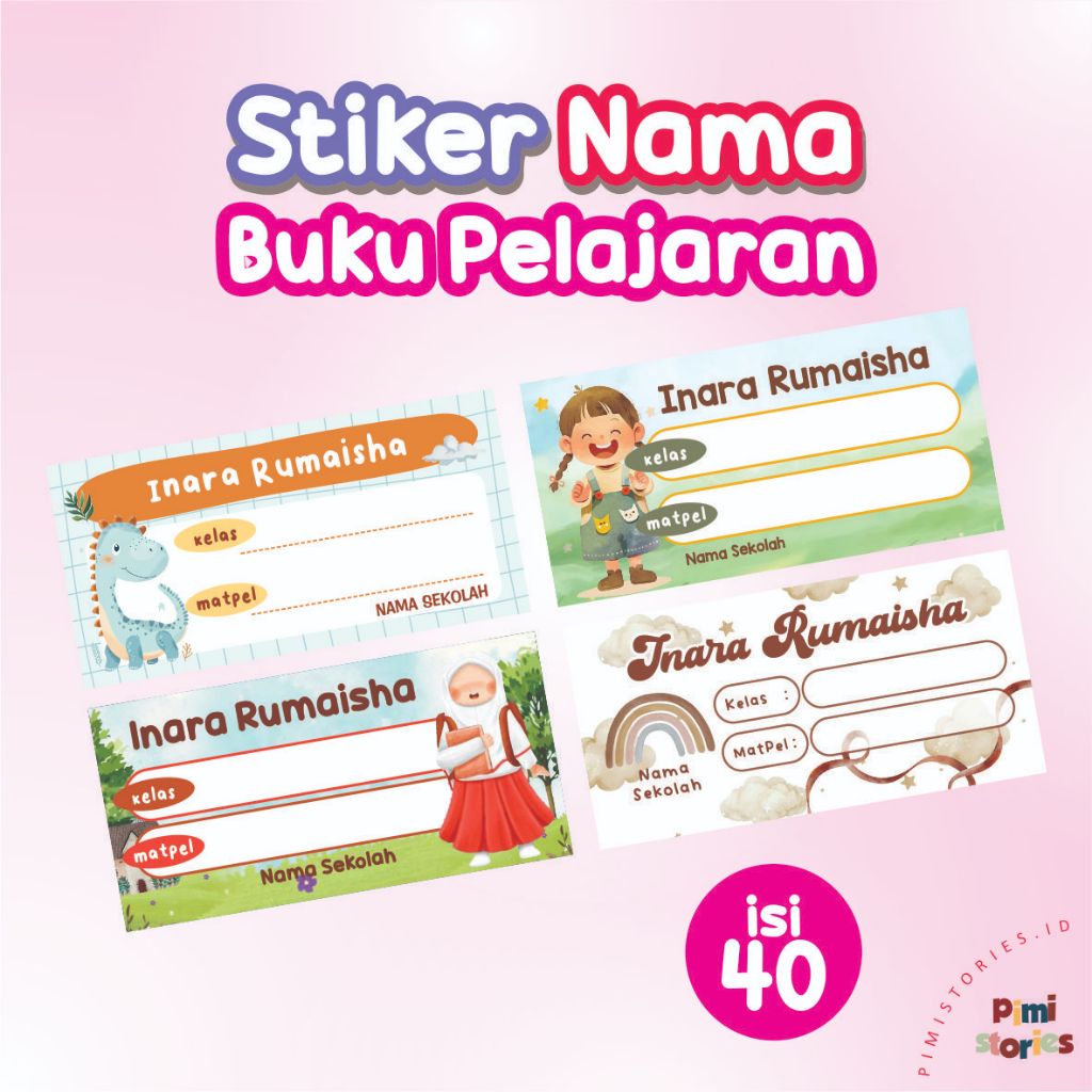 MATA CONTENTTS 40PC SUBJECT BOOK STICKERS CHILDRENS NAME LABELS - คําบรรยายที่กําหนดเอง - สติ๊กเกอร์