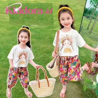 {KIDDORA.ID} AB13 ~ Setelan Anak Cewek Rosebella Crop Top + Celana Pendek | Katun Adem Casual Chic