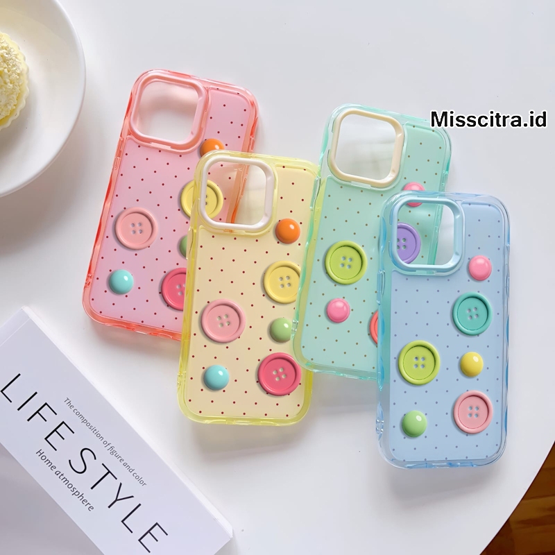 GC269 MOTIF PATTERN ปุ่ม 2 IN 1 สี MACAROON สําหรับ IPHONE 7 7+ 8 8+ X XR XS 11 12 13 14 PRO PROMAX 