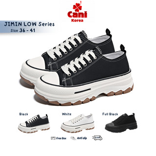 CaniKorea "FREE BOX" Jimin Low Sepatu Wanita Bergerigi Kanvas Fashion Sol Karet Premium 9060