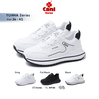 CaniKorea "FREE BOX" Yunha Sepatu Wanita Putih Fullblack Trendy Sneakers Fashion Daily Shoes Kasual Korean Look 9006