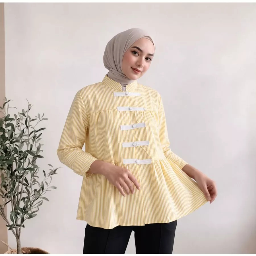 Tq88indonesia SASMITA Stripe Blouse / เสื้อกี่เพ้าแขนยาว