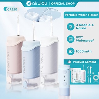 AIRUIDU Water Flosser Portable 160ML/1000mah – Pembersih Karang Gigi 4 Mode IPX7 Tahan Air Mini Travel CF550
