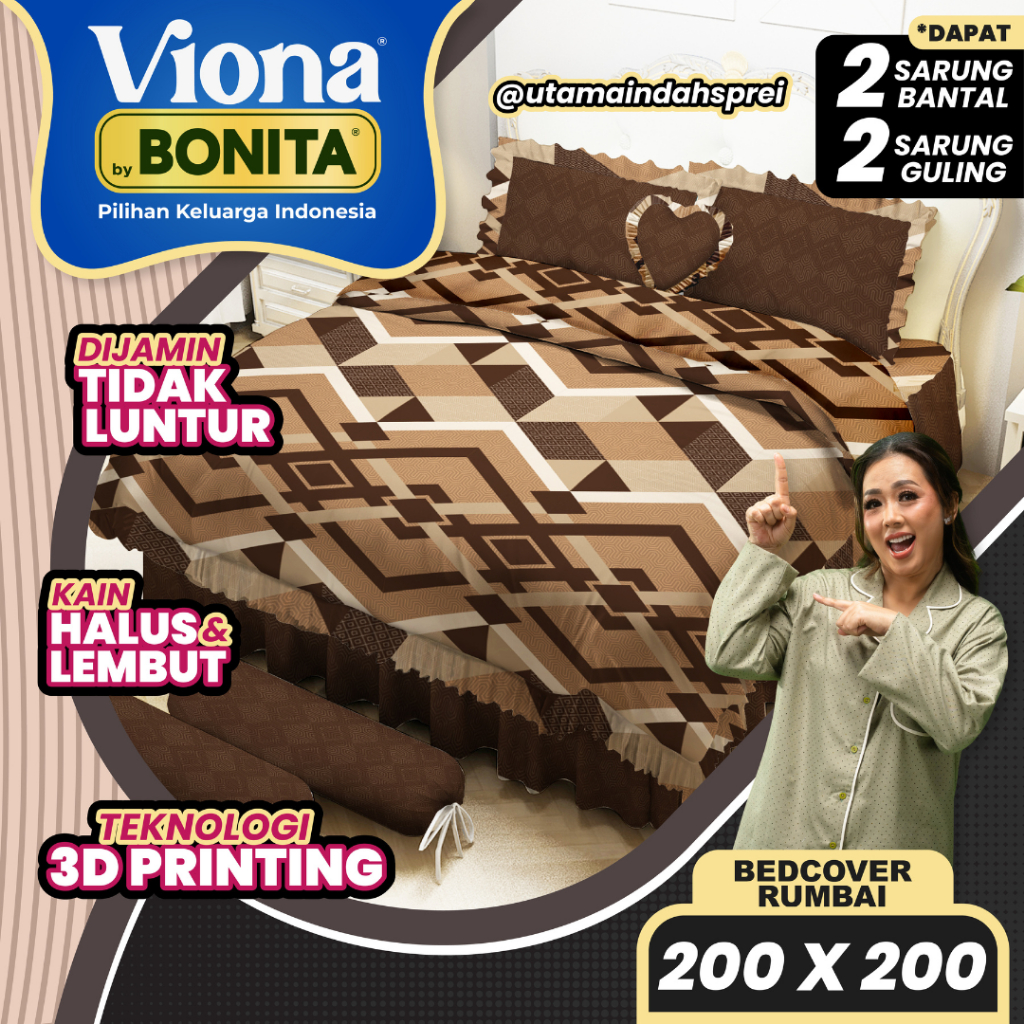 BONITA VIONA 180X200 KING SIZE TASSEL BEDCOVER SET AESTHETIC MOTIF BED SHEETS BABY BED SHEETS