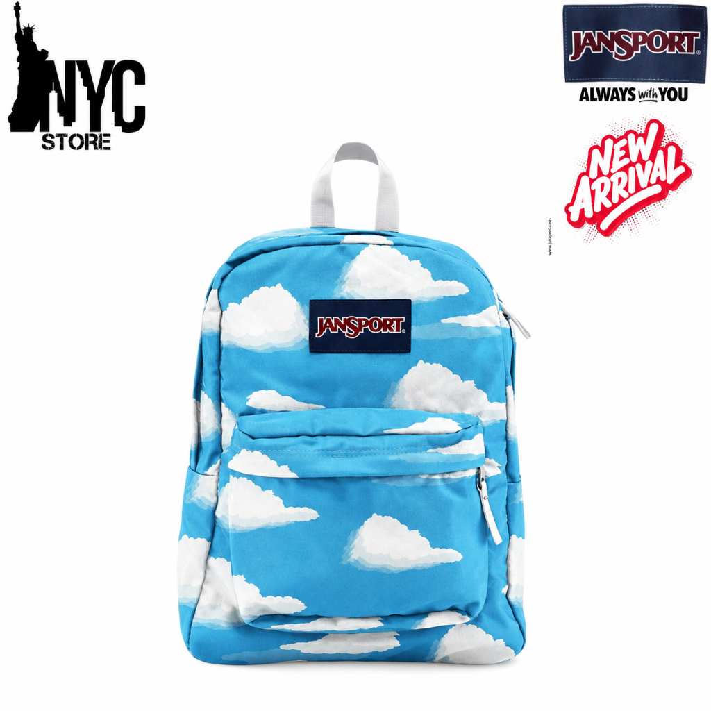 JS Jan Sport Cloud Motif Backpack - superbreak cloud Backpack สําหรับผู้ชายและผู้หญิง กลับไปโรงเรียน