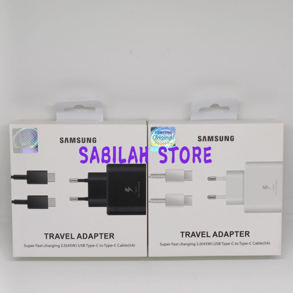 SAMSUNG 45W ORIGINAL TRAVEL ADAPTER SUPER CHARGING CHARGER TYPE C TYPE C - สีดํา