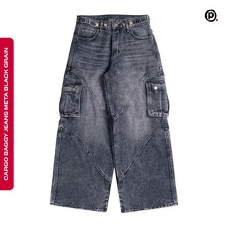 Pluviophile - Celana Cargo Baggy Jeans META - Madness Mind Series Denim Panjang Unisex Casual